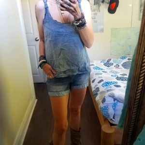 Top, reversible, cotton, faded blue/grayish